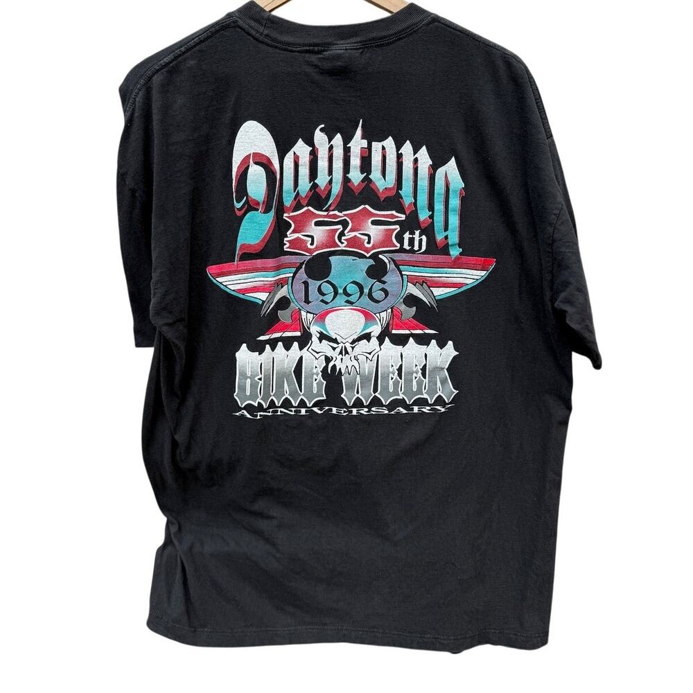 Daytona Beach Bike Week Vintage 1996 55th Anniversary Black skull t-shirt Large